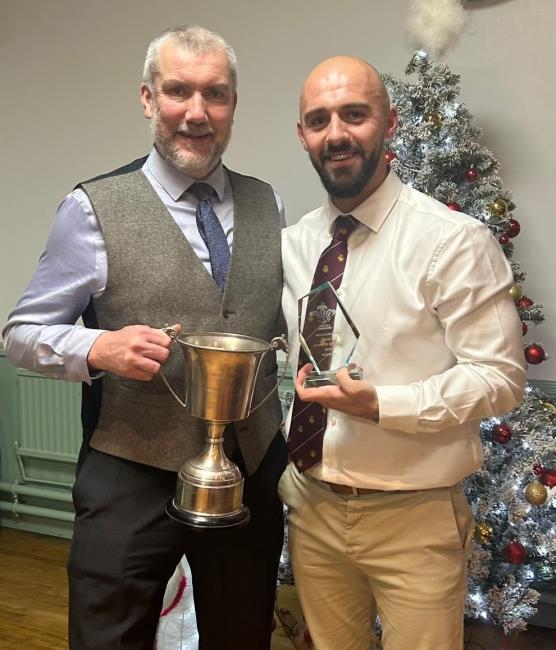 Nick receives his District G award from Aled Williams Nick receives his District G award from Aled Williams